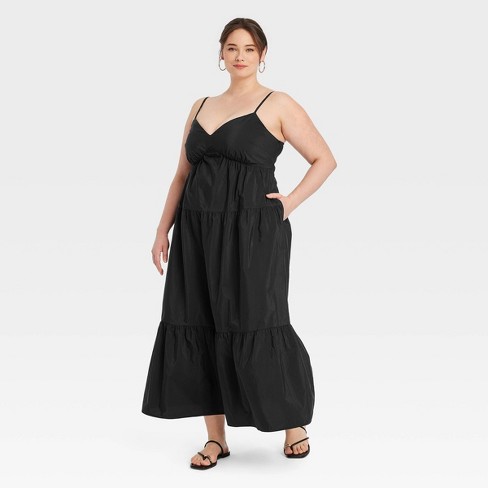 Women s Maxi Sundress A New Day Black 1x Target