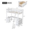 NicBex Twin/Full Size  Loft Bed with U-Shaped Desk,Space-Saving Twin Loft Bed with Drawers, Storage Shelves,Multifunctional Loft Bed for Kids & Teens - 3 of 4