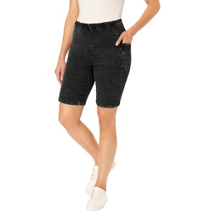 Woman Within Plus Size Stretch Cotton Pocket Bike Short - 1 of 4
