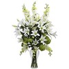 Nearly Natural Lily, Delphinium & Hydrangea Silk Arrangement - 2 of 2