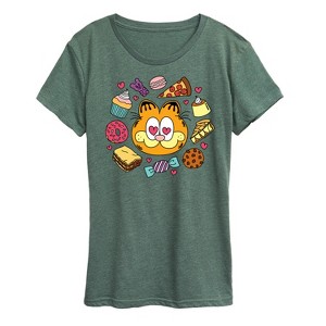 Women's - Garfield - Garfield Hearts Food Short Sleeve Graphic T-Shirt - 1 of 4