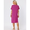 cheibear Women's Nightgown Button Down Short Sleeve Soft Modal Loose Pajama Sleepshirt - 3 of 4