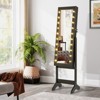 Tangkula Jewelry Armoire Cabinet Standing Lockable Jewelry Organizer with Lighted Full-Length Mirror Black/Rustic Brown/White - image 2 of 4