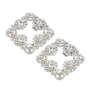 Unique Bargains Women's Rhinestone Shoe Buckle 1.97"x1.97" Silver Tone 2 Pcs - 1 of 4