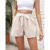 Womens High Waisted Pleated Tie Waist Casual Shorts Elastic Waist Wide Leg Shorts - 2 of 4
