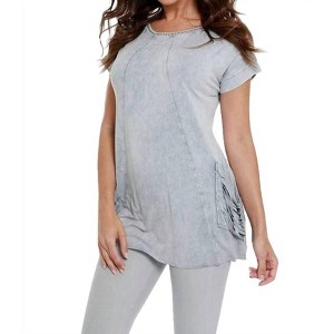 Women's Beaded Short Sleeve Tunic - ANGEL - 1 of 4