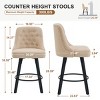 26" Swivel Linen Upholstered Counter Stool Set of 2, Modern Counter Stools with Wood Legs for Kitchen Island or Home Bar-The Pop Home - 4 of 4