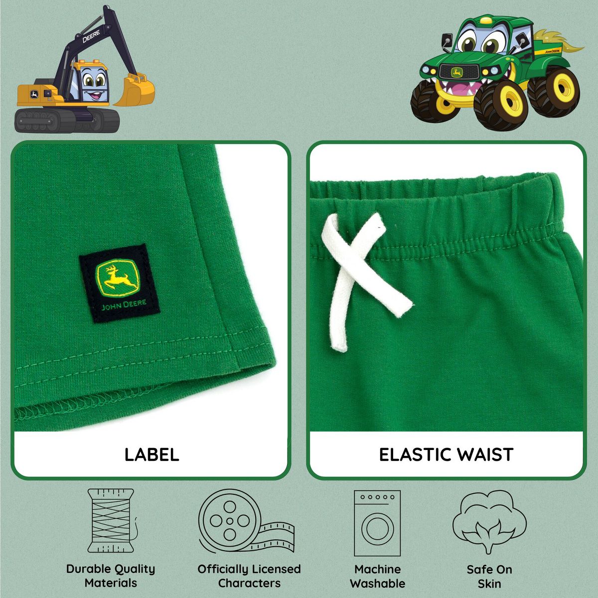 John Deere French Terry Raglan T-Shirt Shorts Outfit Set Newborn to Infant - thumbnail 6