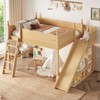 KWPZQEB Kids Loft Bed with Storage Shelves, Detachable Slide and Ladders, Wooden Kids Loft Bed with Safety Guardrail, Under-Bed Play Space - 2 of 4