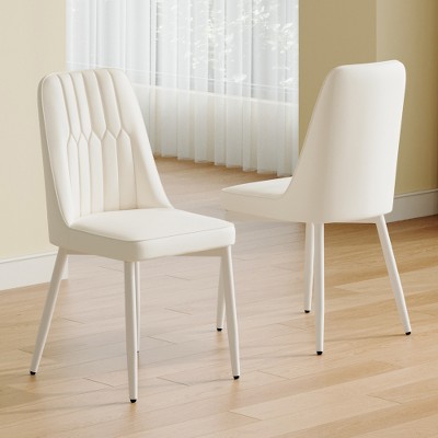 Xiyuyeu White Dining Chairs And Living Room Chairs With Metal Legs For ...