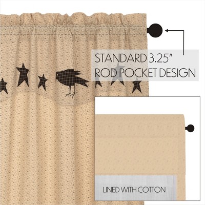 Kettle Grove 84" Black and Creme Cotton Sheer Rod Pocket Curtain Panels