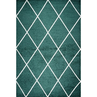 Cole Green and White Diamond Trellis Round Area Rug