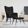 vidaXL Black Velvet Relaxing Chair with Stool - Modern Steel Frame, Comfortable Seating - 2 of 4