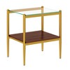 GlasFlength Living Room Modern Minimalist End Tables, Stylish and Fashion, Space Saving for Small Homes Spaces, Gold,19.1”*21.14”*15.35" - 3 of 4