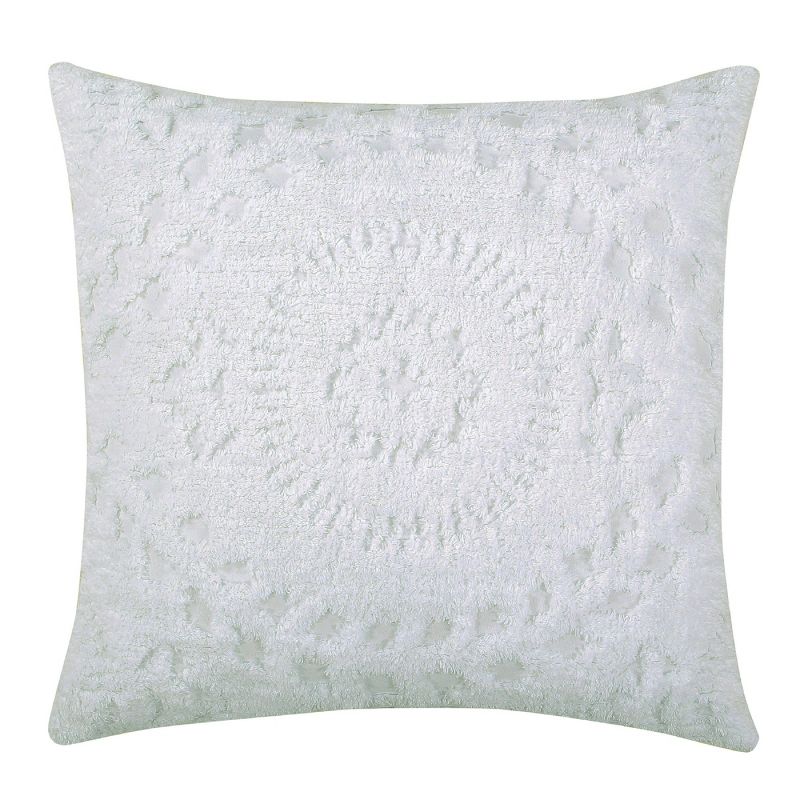 Euro Rio Collection 100% Cotton Tufted Unique Luxurious Floral Design Pillow Sham White - Better Trends, 1 of 5