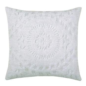 Euro Rio Collection 100% Cotton Tufted Unique Luxurious Floral Design Pillow Sham White - Better Trends