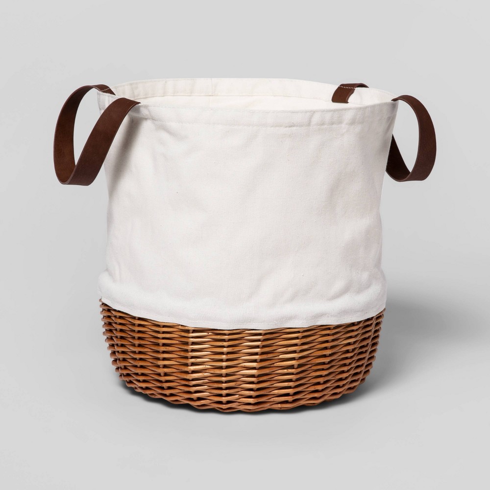 13" x 13" Medium Canvas and Willow Collapsible Basket - Threshold