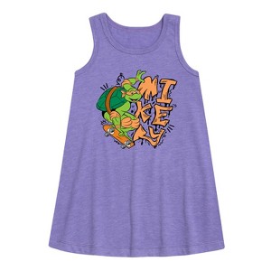 - Teenage Mutant Ninja Turtles - Mikey Graphic Sleeveless Aline Dress - 1 of 3