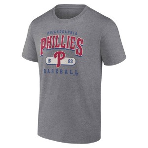 MLB Philadelphia Phillies Men's Gray Bi-Blend Short Sleeve T-Shirt - 1 of 3