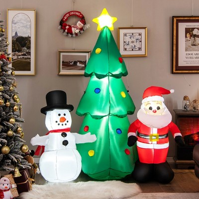 Red COSTWAY 6 Christmas Decoration Inflatable Santa Claus Hot-air Balloon Lighted Outdoor 