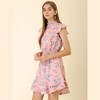 Allegra K Women's Ruffles Floral Printed Mock Neck Tiered Smocked Dress - 4 of 4