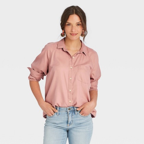 Women's Raglan Long Sleeve Button-Down Shirt - Universal Thread™ - image 1 of 3