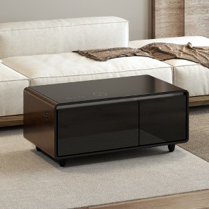 Modern Smart Coffee Table with Dual-Zone Fridge Drawers, Bluetooth Speaker, Wireless Charging, USB/Type-C Ports, Touch Control, Mood Light - 1 of 4
