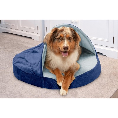 Navy Microvelvet Orthopedic Round Pet Bed, 26-inch