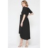 Hello Miz Women's Hi-Low Short Sleeve V Neck Maternity Wrap Dress with Belt - 3 of 4