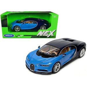 Bugatti Chiron Blue and Dark Blue Two-Tone "NEX Models" Series 1/24 Diecast Model Car by Welly - 1 of 3