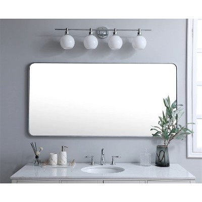 Elegant Silver Rectangular Wood-Framed Wall Mirror 30x60 Inch