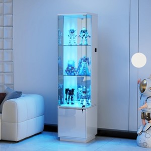 Fredees 69-Inch Corner Display Cabinet with Glass Doors - 1 of 4