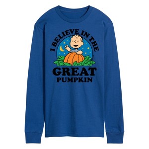 Men's - Peanuts - I Believe In The Great Pumpkin Long Sleeve Graphic T-Shirt - 1 of 4