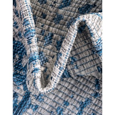 Blue Oval Synthetic Outdoor Traditional Rug