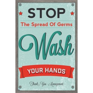 Trends International Stop The Spread of Germs - Wash Your Hands Framed Wall Poster Prints - 1 of 4