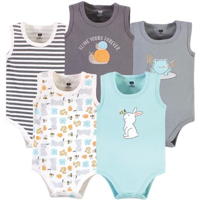Hudson Baby Unisex Baby Cotton Sleeveless Bodysuits, Bunny And Bee, 0-3 Months