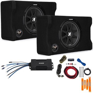 Kicker 48CDF124 Comp (2) 12" Subwoofer in Down Firing enclosure with PXA8001 Small Chassis Amplifier and wire kit - 1 of 4