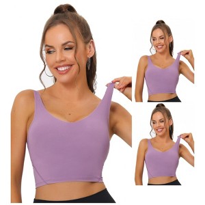 INSPIRE CHIC Women's Workout Fitness Longline Wireless Padded Yoga Sports Bra 3 Packs - 1 of 4