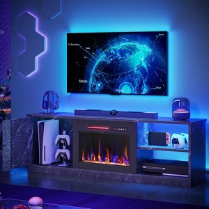 Pinmoco Electric Fireplace TV Stand with Storage Cabinet and LED Open Shelf for TVs up to 70 inch - 1 of 4