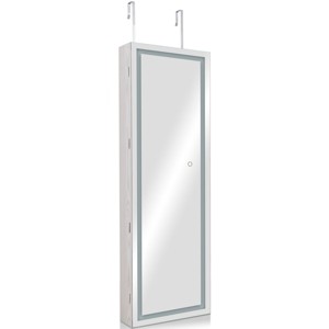 Tangkula Lockable LED Mirrored Jewelry Cabinet Touch Sensor Lighting Full Length Mirror Organizer - 1 of 4