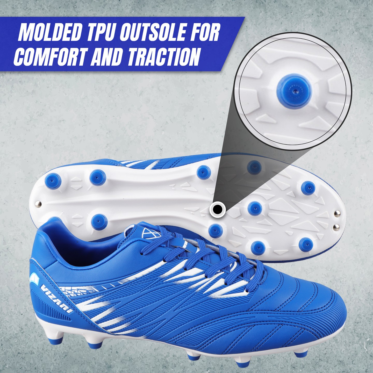 Мужские кроссовки Vizari Valencia Firm Ground Outdoor Soccer Shoes - Royal/White, Size 9.5, цвет: Белый — фото 7