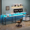 Greenstell Modern L-shaped computer desk - with LED lights, storage filing cabinet, and flip-up corners - 4 of 4