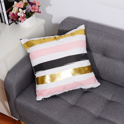 1 Pc 18" x 18" Polyester Blend Soft Stripe Decorative Pillow Cover Multicolored  - PiccoCasa