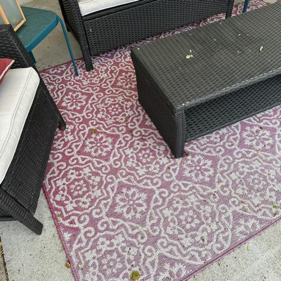 5'2 X 7'2 New York Patio Sofia Estelle Indoor/outdoor Rug Red/pink -  Nicole Miller : Target