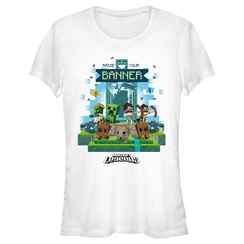 Juniors Womens Minecraft Legends Raise Your Banner T-Shirt, 1 of 5