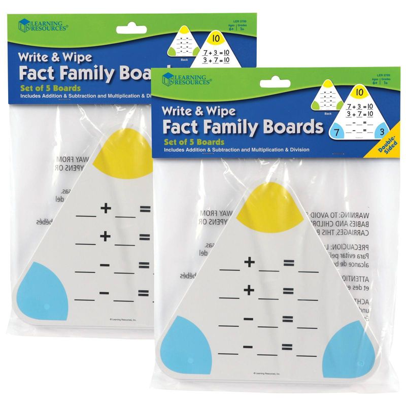 2pk 5 per pack Write &#38; Wipe Fact Family Boards - Learning Resources, 1 of 4