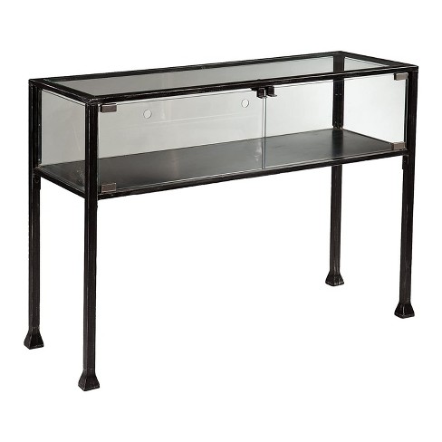 Sei Furniture Rectangular Distressed, Console Table With Mirrored Doors
