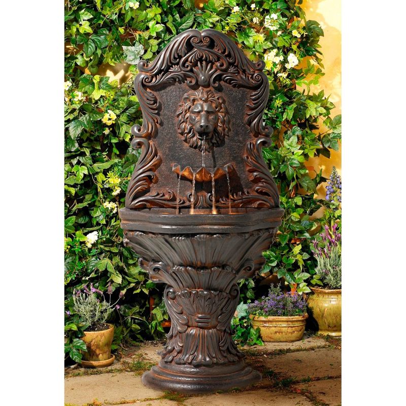 John Timberland Imperial Lion Acanthus Rustic Outdoor Floor Wall Water Fountain with LED Light 50" for Yard Garden Patio Home Deck Porch House Balcony, 3 of 10