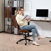 HOMCOM Home Office Chair No Arms with Wheels, PU Leather Mid Back Desk Chair with Adjustable Height, 360 Swivel for Office, Meeting Room, Black - 3 of 4