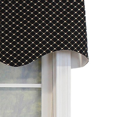 Black and Beige Dotted Diamond Scalloped Window Valance